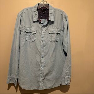 Burnside Shirt Mens Large Button Up Blue Outdoors Skate Surf Hiking Pockets
